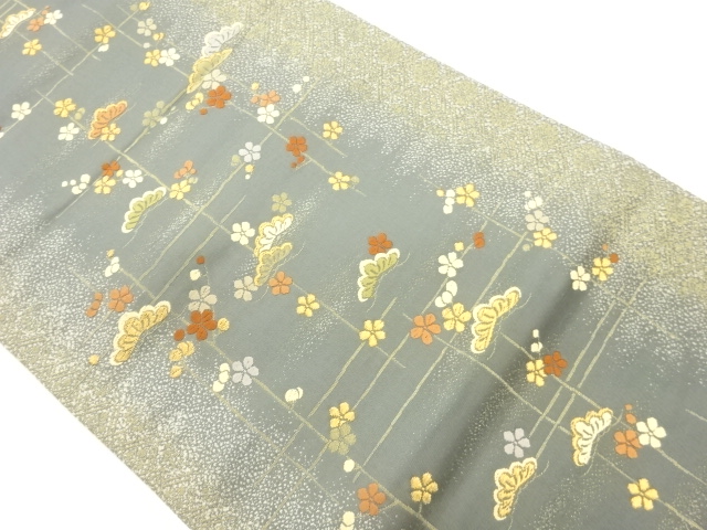 JAPANESE FUKURO OBI / WOVEN PINE & UME